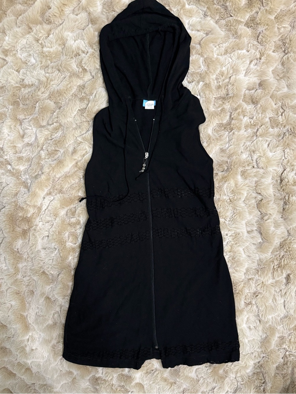 Y2K Dotti Sleeveless Black Hooded Zip-Front Dress